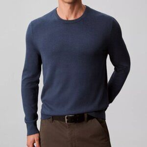 Calvin Klein Men's Merino Wool Blend Crewneck Sweater Insignia Blue Size 2XL